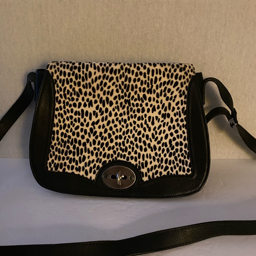 Genuine Leather Cheetah Animal Fur Crossbody